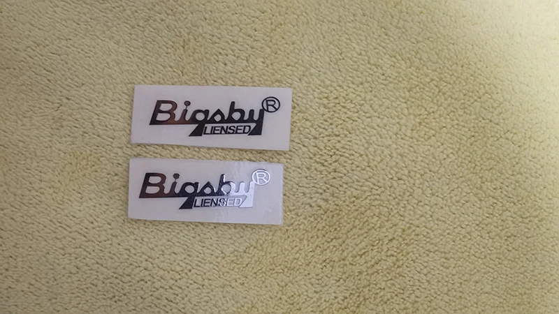 Two sets of gold BIGSBY LIENSED metal stickers, in stock, fast shipping