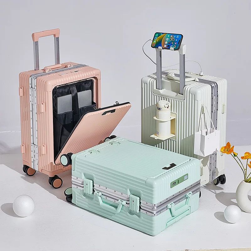 アルミフレーム製ラゲッジコンパートメント、USBポート付きラゲッジコンパートメント、スイベルホイール、カップホルダー、電話ホルダー、20 24インチ