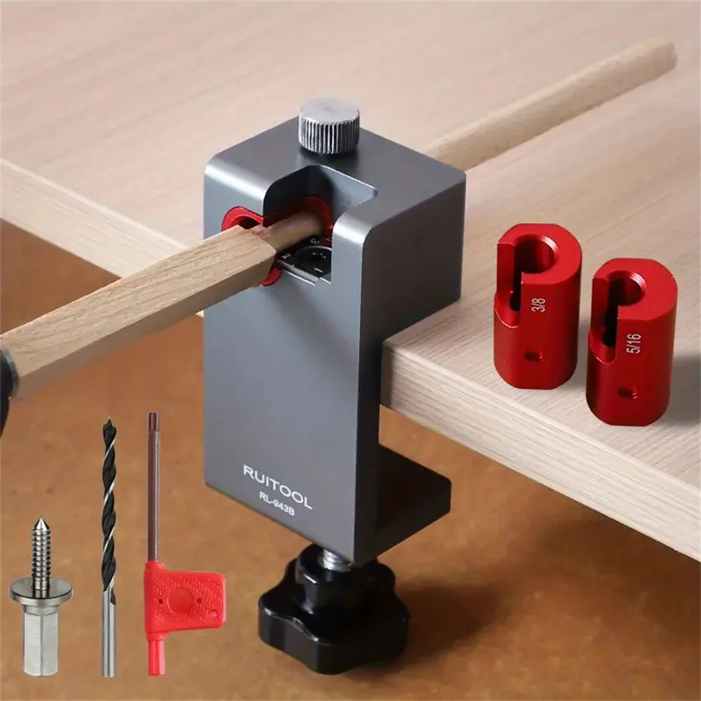 Dowel Maker Jig Tenon Dowel Plug Cutter w/ Sharp Alloy Blade Adjustable Drill Guide Positioner For Wood Sticks Making Round Bar