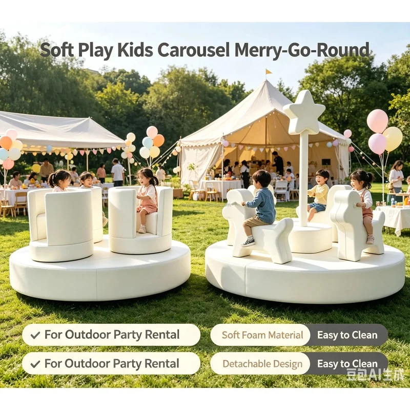 Soft Play Carousel Tea Cups Merry Go Round, Kids Rotating Play Equipment for Indoor Playground, Daycare & Preschool, Party Hire