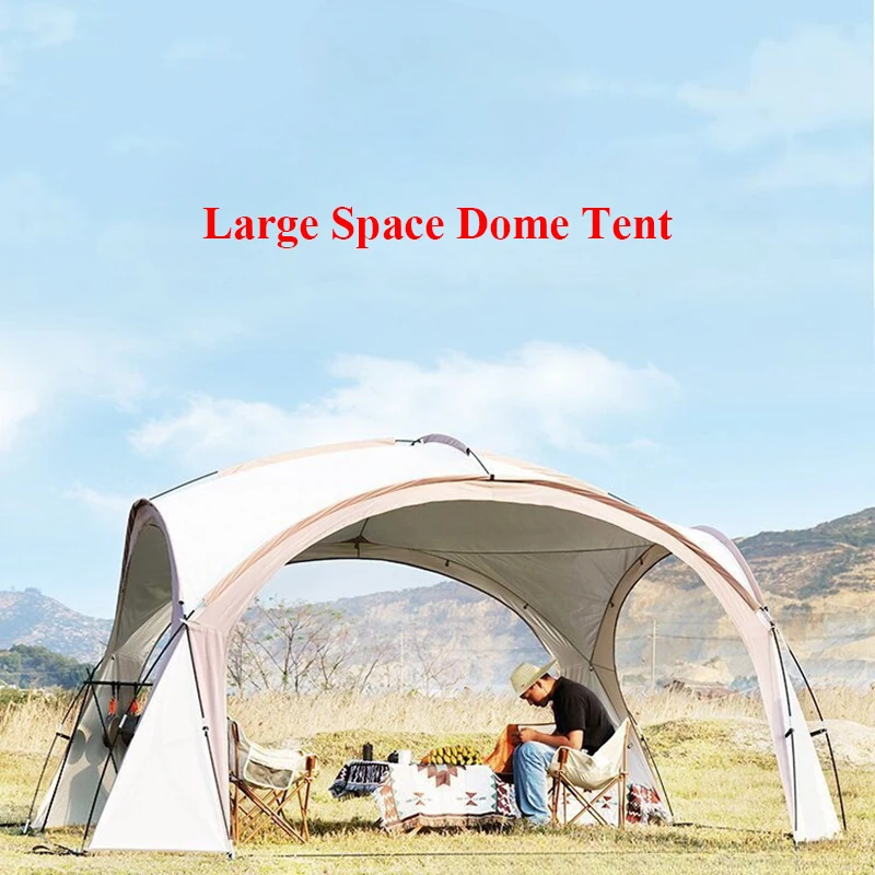 

Dome Style Large Space Canopy Villa Tent Multi Persons Sunshade Outdoor Camping Windproof Rainproof Silver Coated 230cm Height