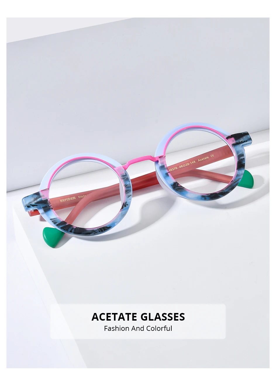 HEPIDEM Acetat Brille Rahmen Frauen übergroße große runde Brille japanische handgemachte Brille dicke transparente Brille 9351 – Detail 29
