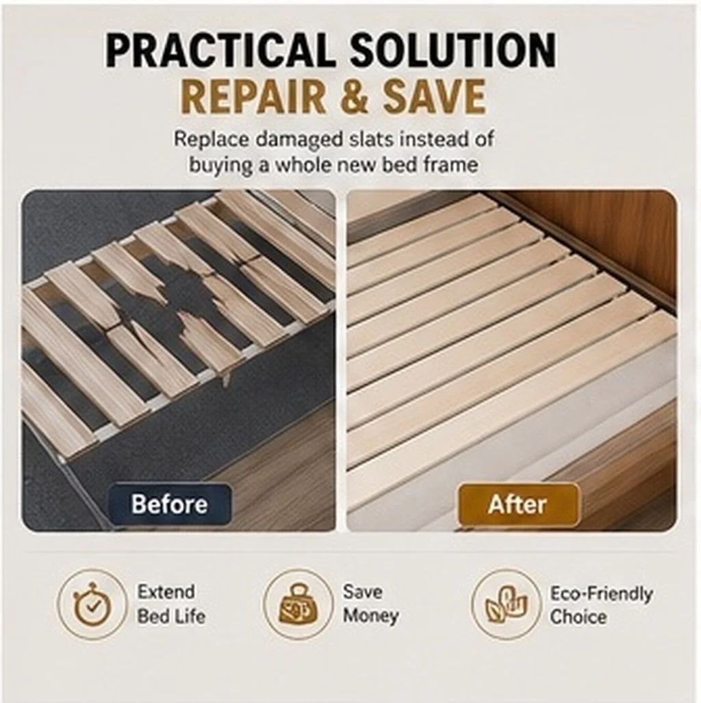 King Queen Size Replacement Wooden Bed Slats 17.8x2.1x0.3 Inch Mattress Support Heavy Duty Reinforce Bed Frame
