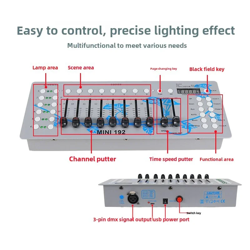 Topflashstar Mini 192 DMX Controller Various Stage Lighting Controls Portable 5600MA Battery DMX Console For Wedding DJ Bar