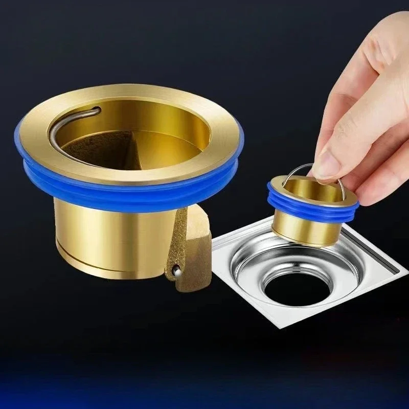 5 Pack Solid Brass Floor Drain Core Self-Sealing Anti-Odor Insect Proof Anti-Backflow Drain Strainer Insert for Bathroom Sewer