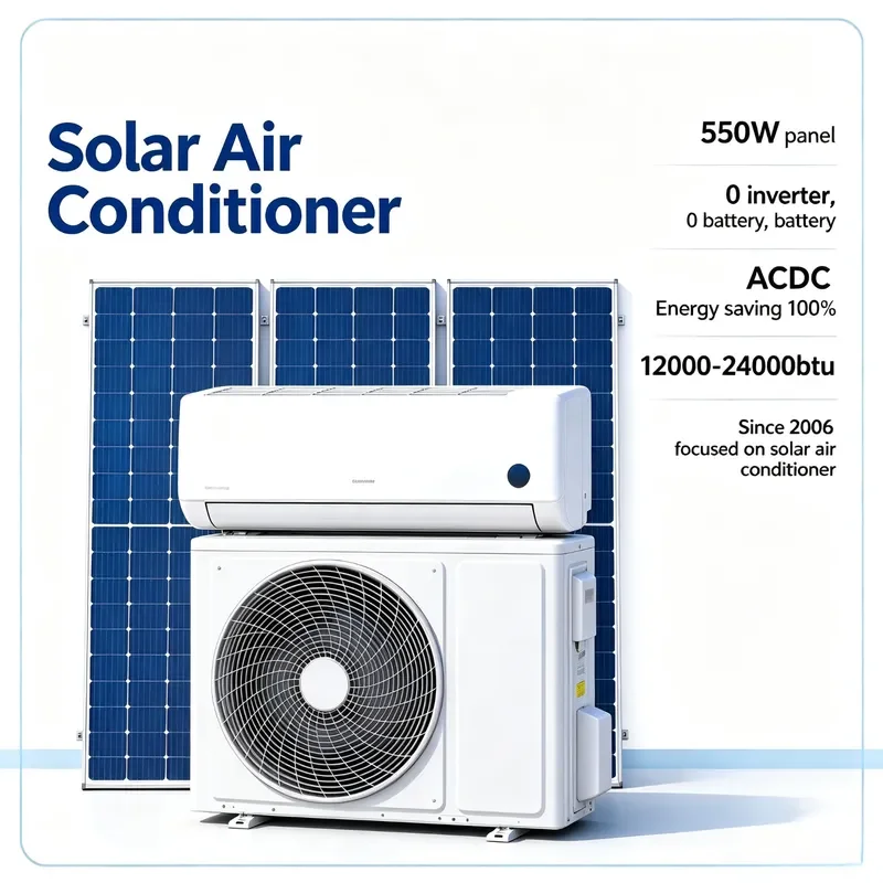 for Wall Mounted Split Solar Air Conditioner Direct Photovoltaic Drive Cooling Heating Unit for Family Villa Residential