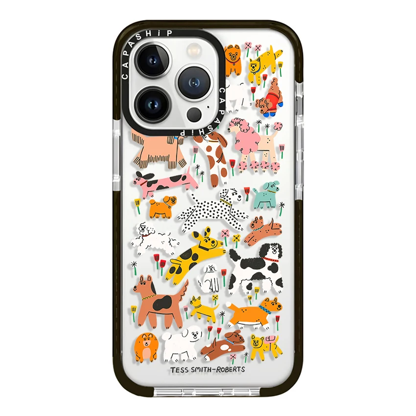 Coque de créativité en forme de chiot de dessin animé mignon, étui arrière antichoc en TPU souple pour iPhone 16 15 14 13 12 11 Pro X XS XR Max 7 8 Plus SE