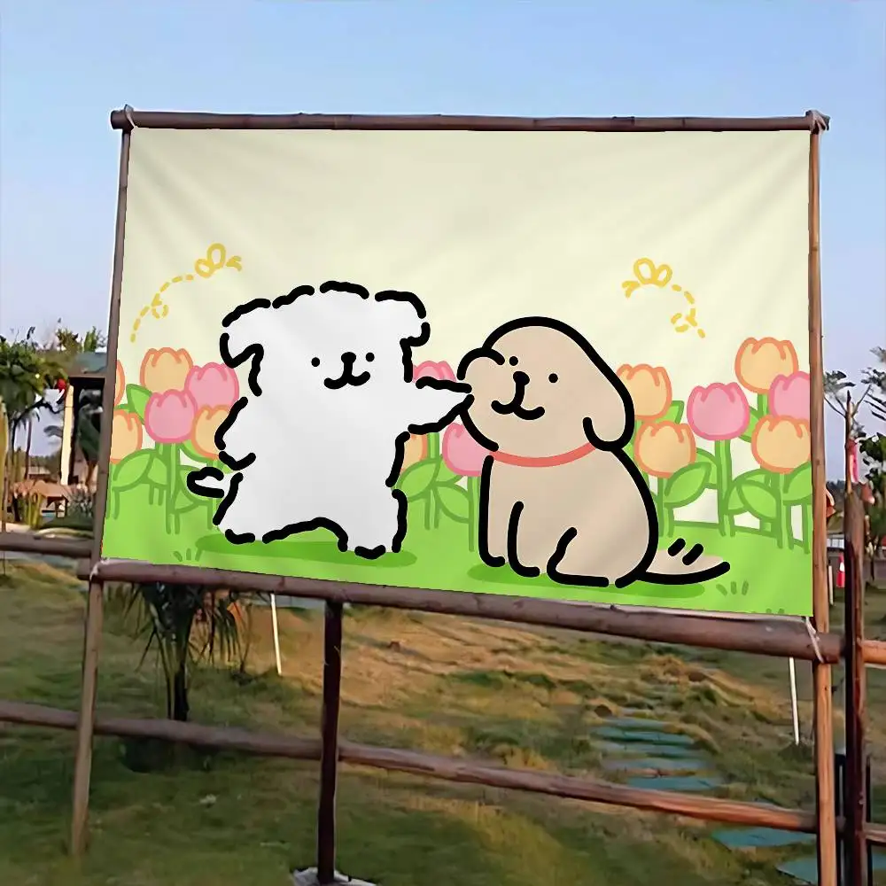 Popular cute line puppy dog M-Maltese Family Gatherings Outdoor Atmosphere Flags Camping Decorations Banners