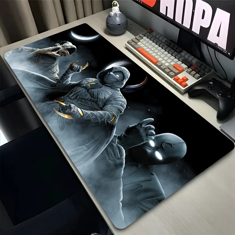 

Marvel Black XXL Mouse Pad Anime Moon Knight Large Mouse Pad PC Gaming Gamer Keyboard Carpet Laptop Pad Office Cabinet Mouse Mat