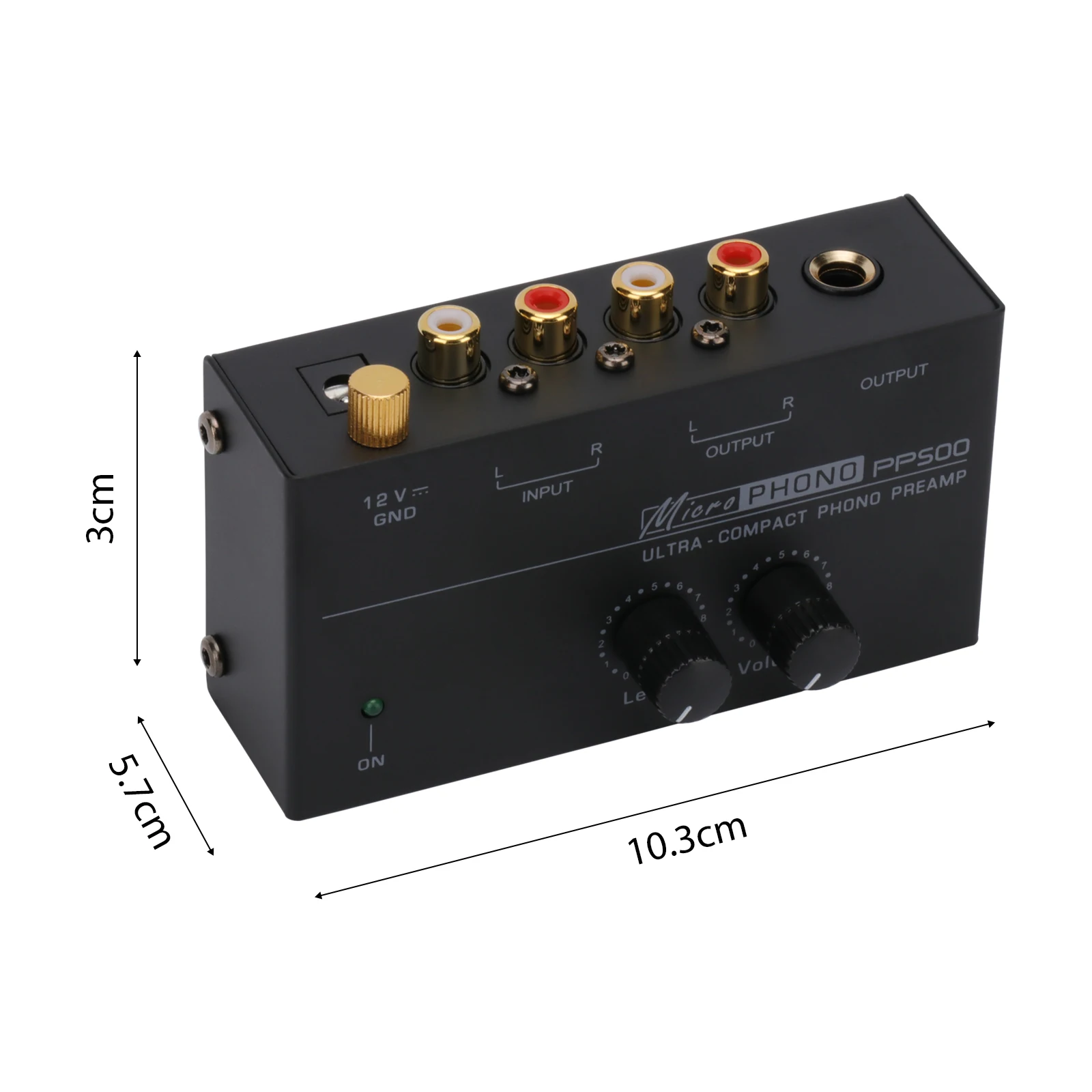 Ultra-compact Phono Preamp Preamplifier with Level & Volume Controls RCA Input & Output 1/4 110-240V