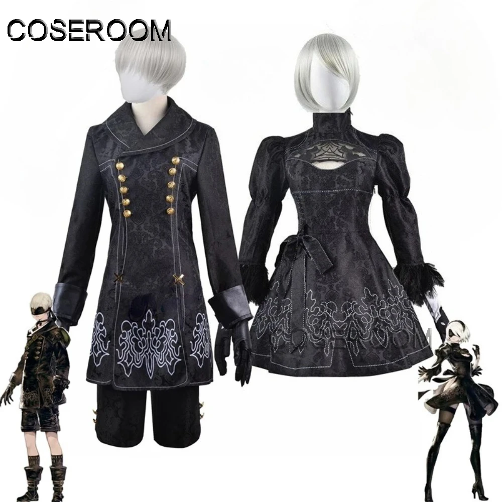

Аниме Nier Automata Косплей 9S Yorha 2B Косплей Костюм Мужской Женский Наряд Парики Маскировочный Костюм Необычные Вечерние Черное Платье