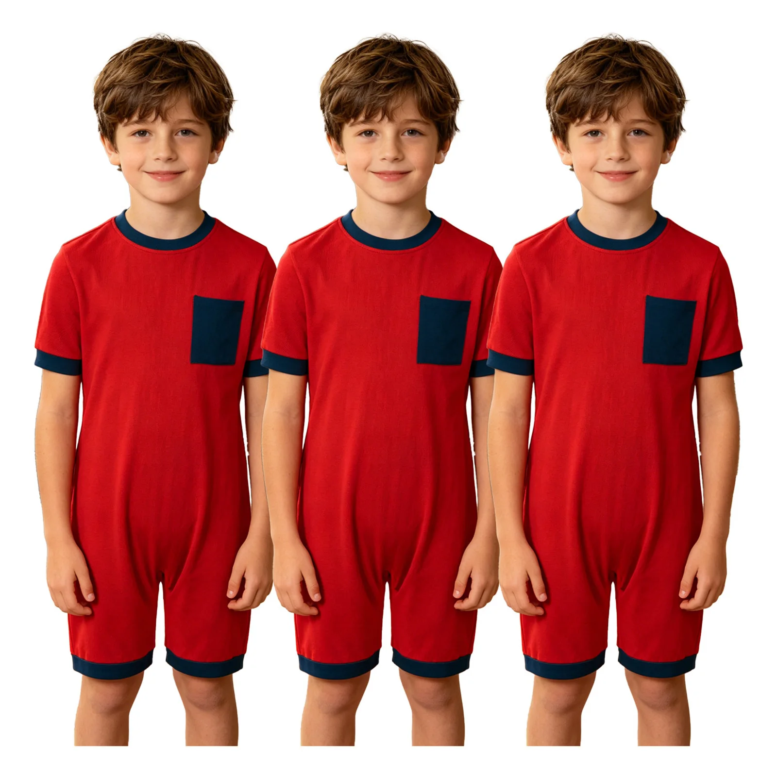3pcs Kids Boys Girls Special Needs Rompers Adaptive Clothing back Invisible Zipper Romper Thigh Length Jumpsuit with Pocket