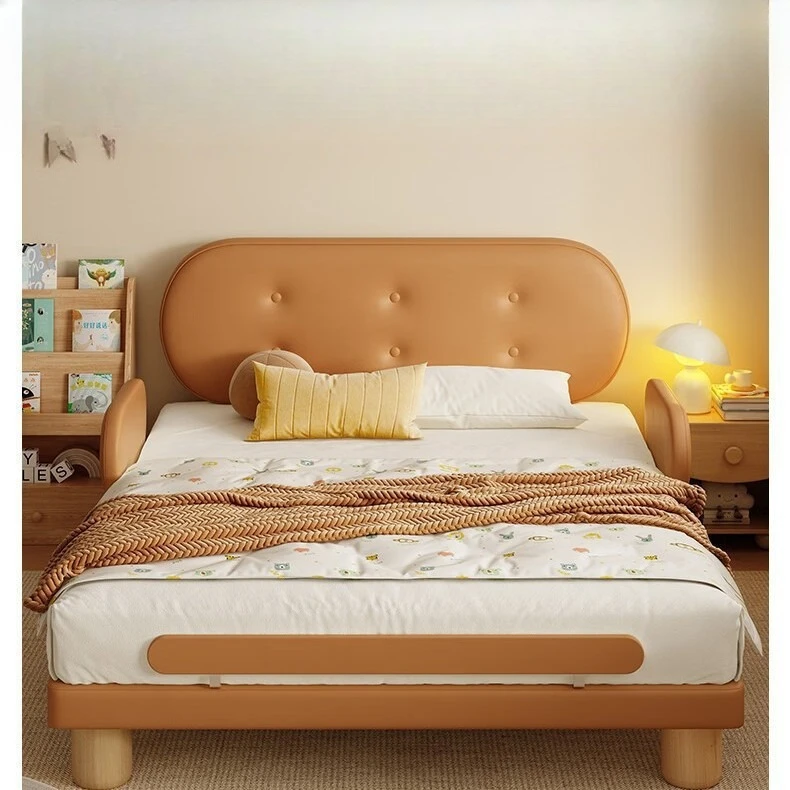 

Princess bed with guardrail cream wind bedroom bed new small apartment