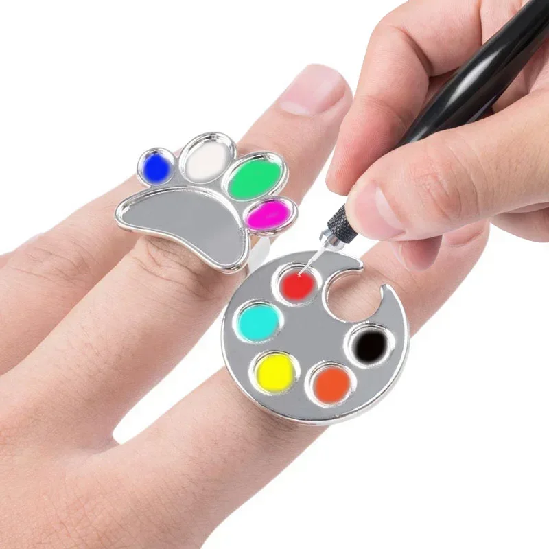 Mini paleta de colores para decoración de uñas, bonito diseño redondo/pegada, anillo para dedo, mezcla de colores, paleta de pintura de Gel UV, herramientas de manicura para uñas
