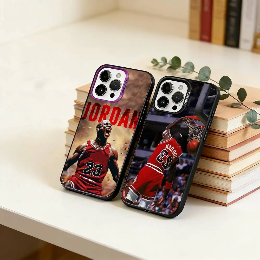 

Basketball J-Jordan 23 Phone Case For iPhone 17,16,15,14,13,12,11 Plus,Pro Max,XS,Colorful Silver Black Cover