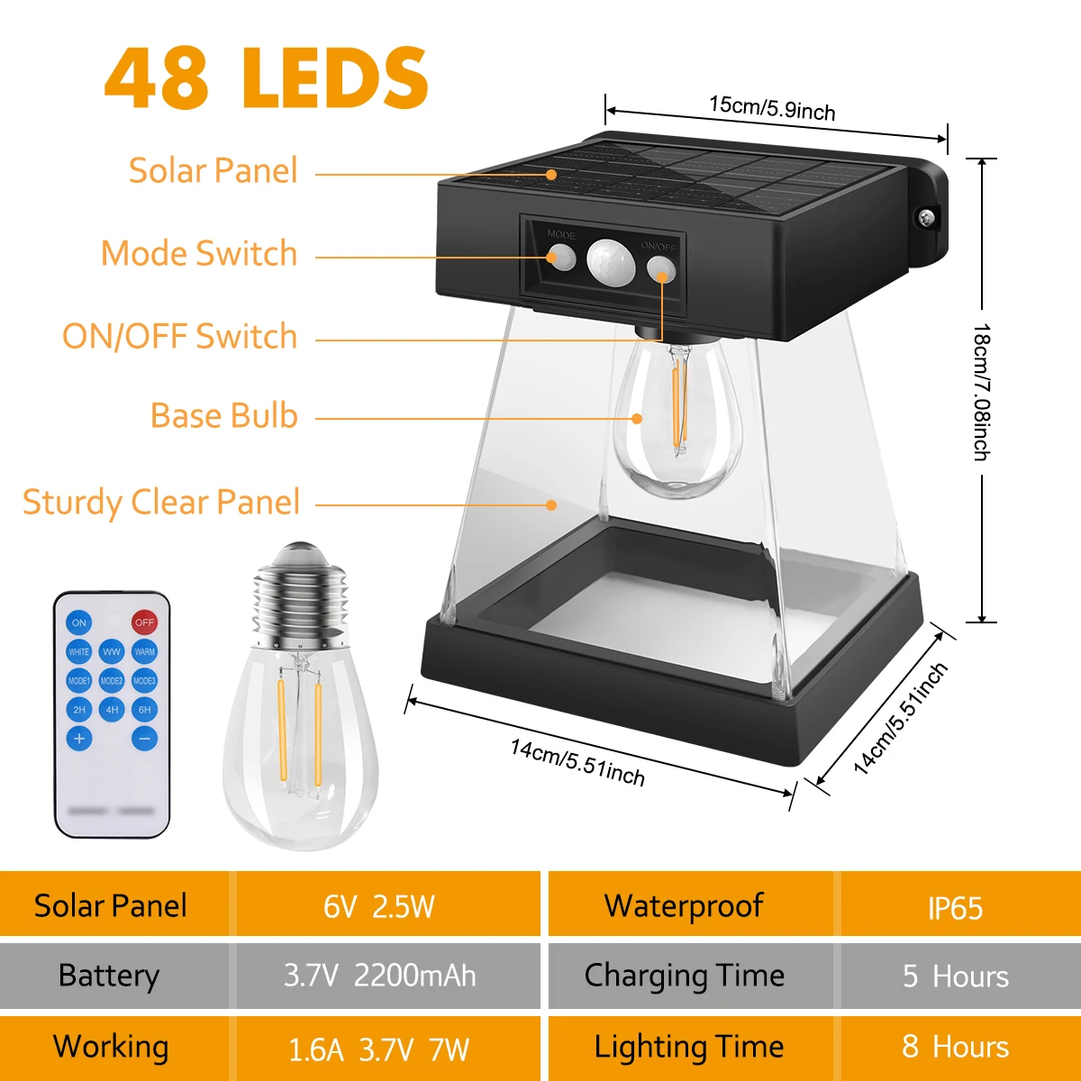 Solar Wall Light Outdoor Motion Sensor Light with 3 Modes Waterproof Solar Porch Lights Bulb Lartern for Garden Patio Outside