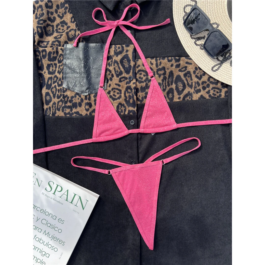 Sexy Glitzer Extreme Mini Micro Tanga Bikini Damen Bademode Zweiteiliges Bikini-Set Badeanzug Badebekleidung Schwimmanzug V4334 – Detail 12