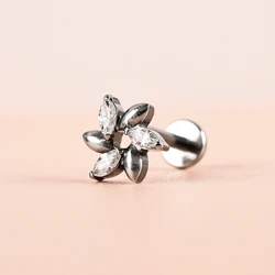 1 Titanium G23 Precision Carved Zircon Inlaid Inner Tooth Puncture Lip Nail