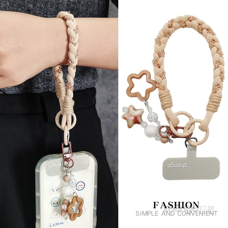 

Fashion wrist short star pendant pendant bracelet, women's outdoor anti lost phone hanging rope
