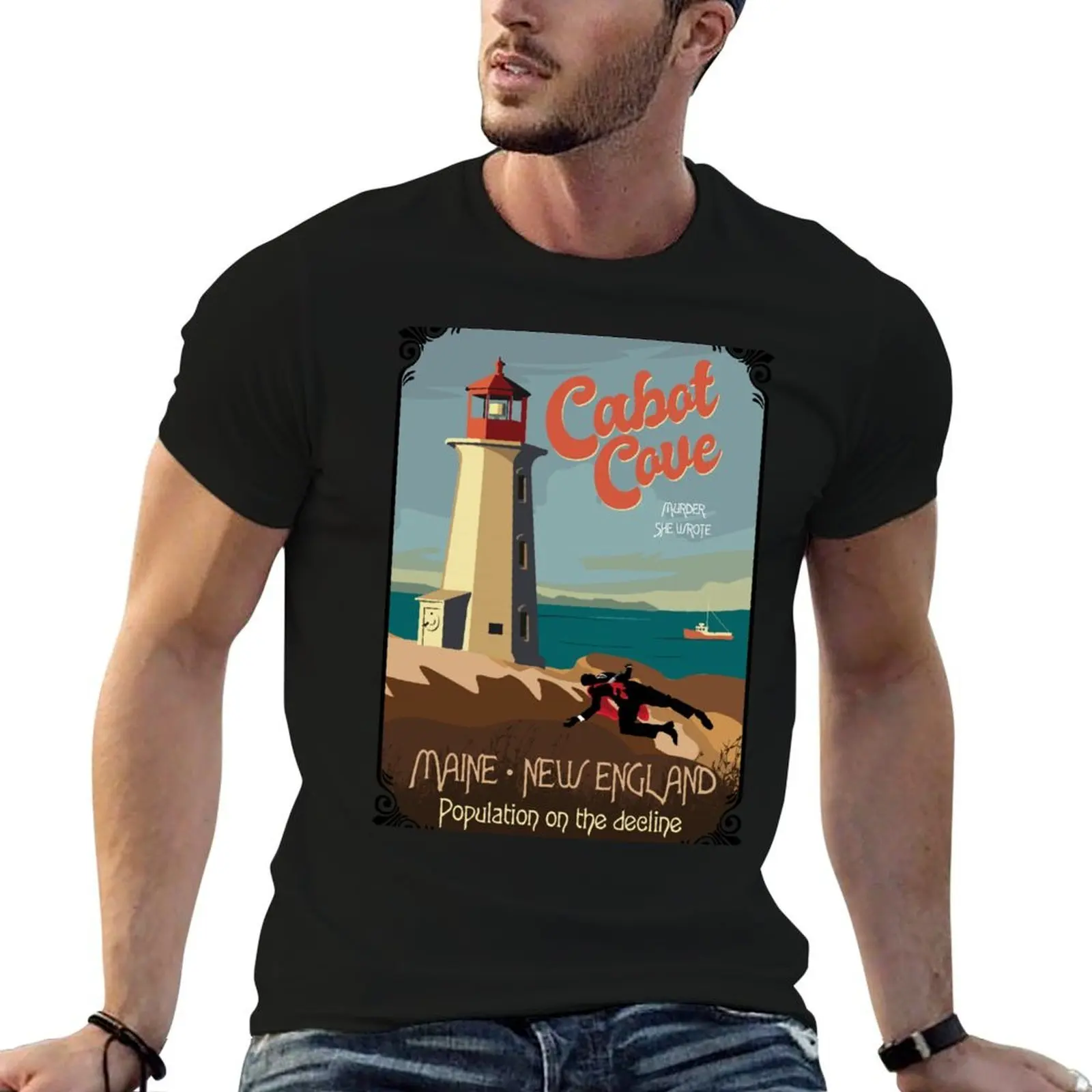 Cabot Cove Light house, Population on the decline Fancy boarder T-Shirt
