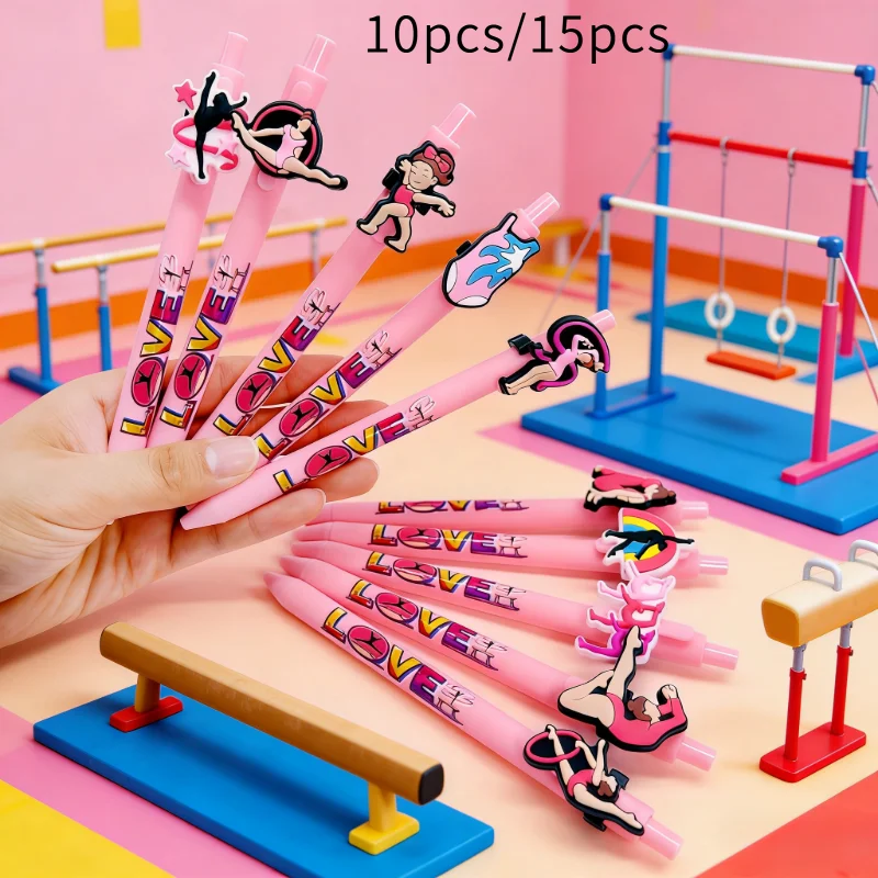 

10pcs/15pcs Pink Gymnastics Ballpoint Pen Gymnastics Styling Ballpoint Pen Student Writing Gift Pen