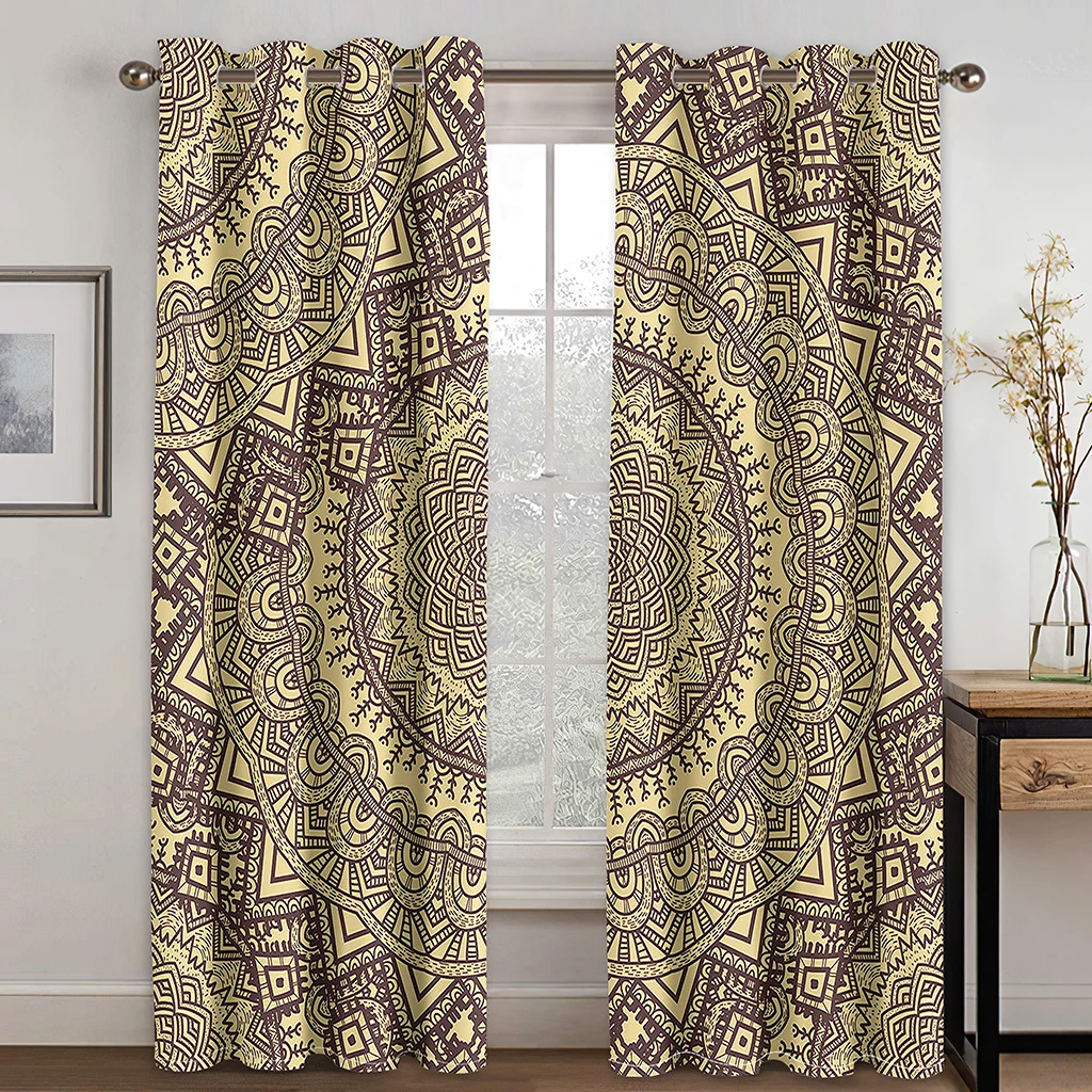 

Golden pattern Chinese lotus auspicious curtains, home bedroom living room shade curtains, a set of two pieces