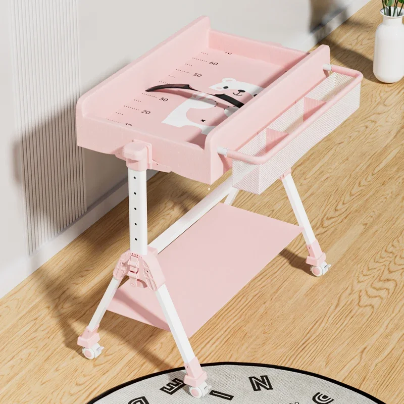 Height Adjustable Baby Changing Table – Multifunctional Foldable Care Station, Anti-Overflow, One-Click Disassemble Crib