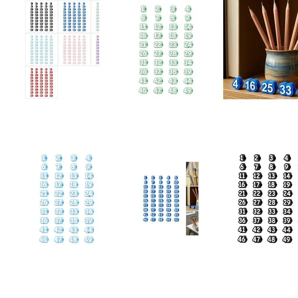 1-50 Pencil Number Markers Set, Slip-On Rubber Markers for Student Groups, Desk Organization and School Daily Use  D2RC