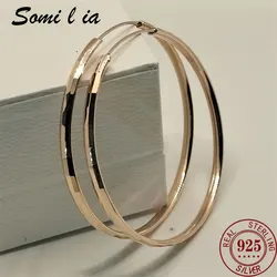 Somilia 925 Sterling Silver Women's Hoop Earrings 18K Gold Plated Fashion Drop Earrings Sterl Silver Cерьги Kольца Mum's Gift