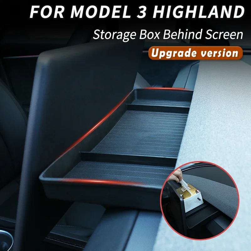 

For Tesla Model 3 2024 Highland Center Console Organizer Behind Screen Storage Box Dashboard (Behind Screen Storage Box)