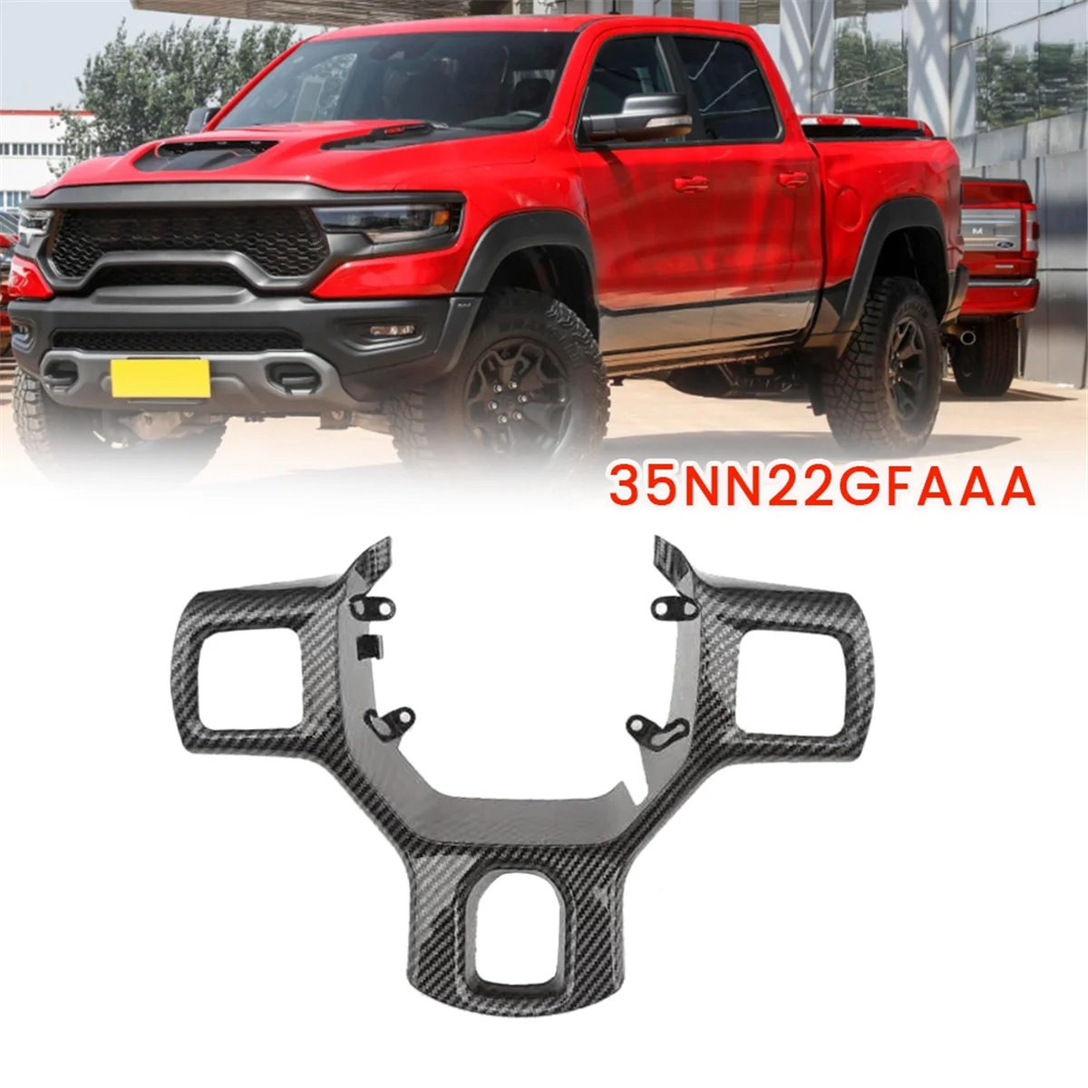 Car Carbon Fiber Steering Wheel Panel Cover Trim for Dodge Ram 1500-5500 2013-2019 5NN22GFAAA Car Accessories