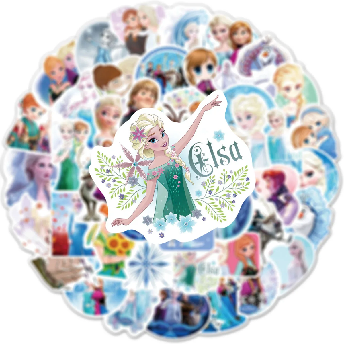 50/100PCS Disney Frozen Anna Elsa Movie Stickers Anime Decal Skateboard Laptop Motorcycle  Kawaii Cartoon Sticker Pack Kids Toy