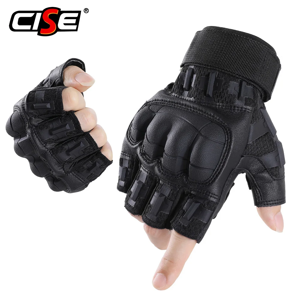 Half Finger Gloves Motorcycle Gloves Breathable Non-slip Hard Shell Protective Gloves for Rider Riding Motorbike Motorcross