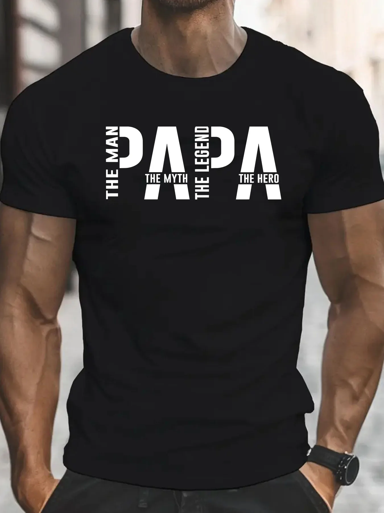 

[Retro Graphic Tee] Lightweight Graphic T-Shirt | Men's "for Man. The Myth. The Legend. Papa" - 95% Polyester 5% Elastane