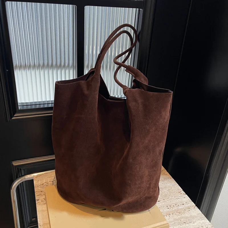 Retro-Damen-Umhängetasche aus Wildleder, neue einfarbige Farben, hohe Kapazität, lässige Tragetasche mit Reißverschluss, vielseitiges Nähgarn zum Basteln – Detail 24