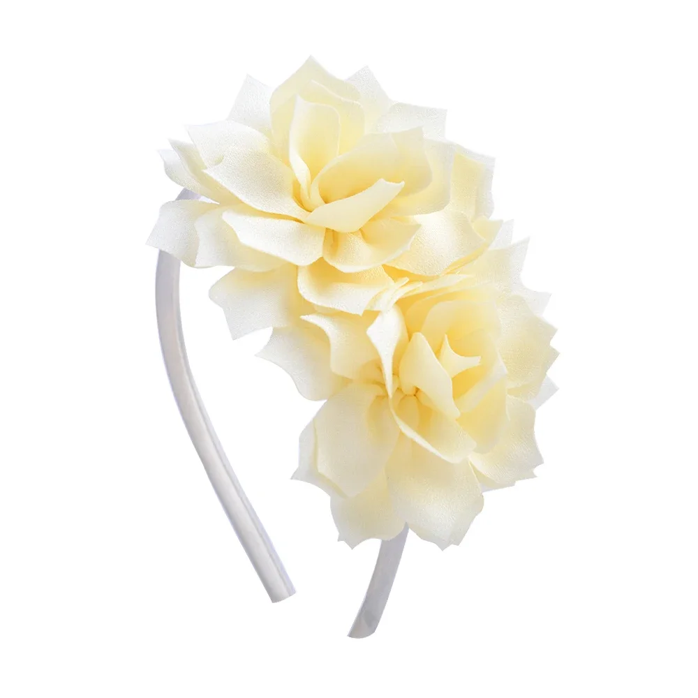 3.7 Inch Solid Big Flower Headband Hair Band for Children Girls Bows Hair Hoop Grosgrain Ribbon Hair Accessories NEW Handmade