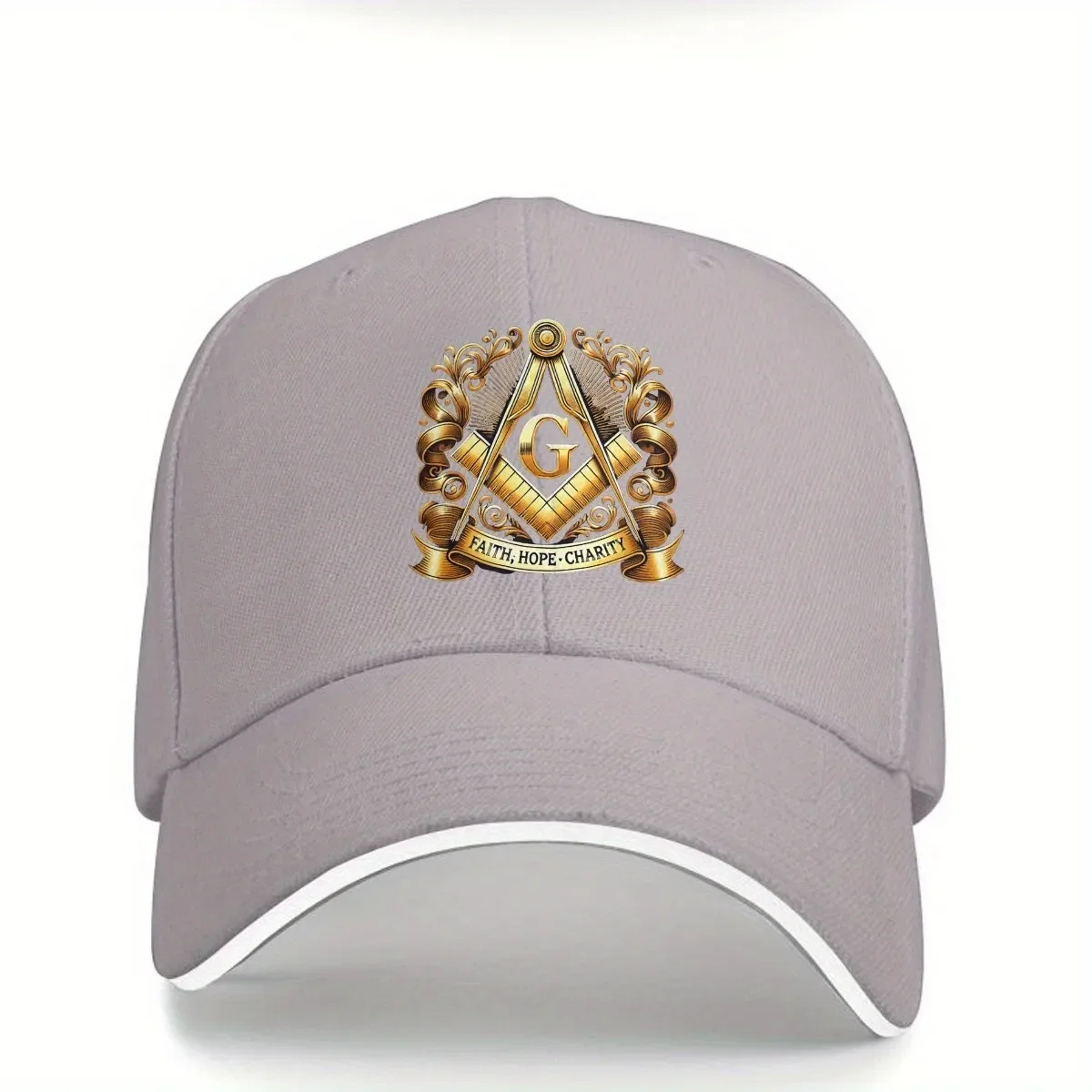 Casquette de baseball unisexe en polyester avec motif carré et compas maçonniques, Faith Hope Charity, décontractée et réglable
