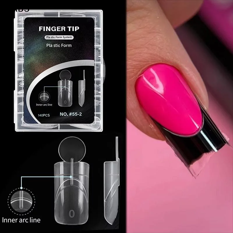 140Pcs Sandwich Nail Dual Forms Reusable Mixed 14 Size Short Oval Square Top & Bottom Nail Mold For Builder Extension