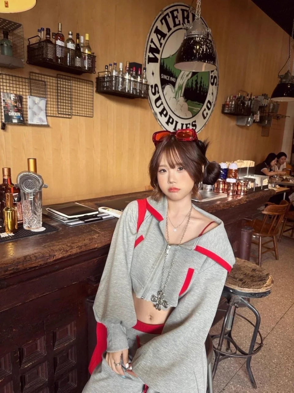 Fille épicée rétro américaine contrastant sweat à capuche ensemble automne casual sport femmes pantalons top deux pièces ensemble Y2K emo