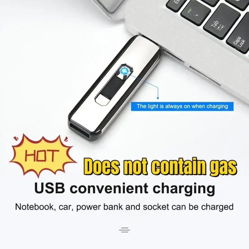 HOT USB Push-up Button Lighter Double-sided Point USB Rechargeable Lighter Windproof Cigarette Lighter Does Not Contain Gas