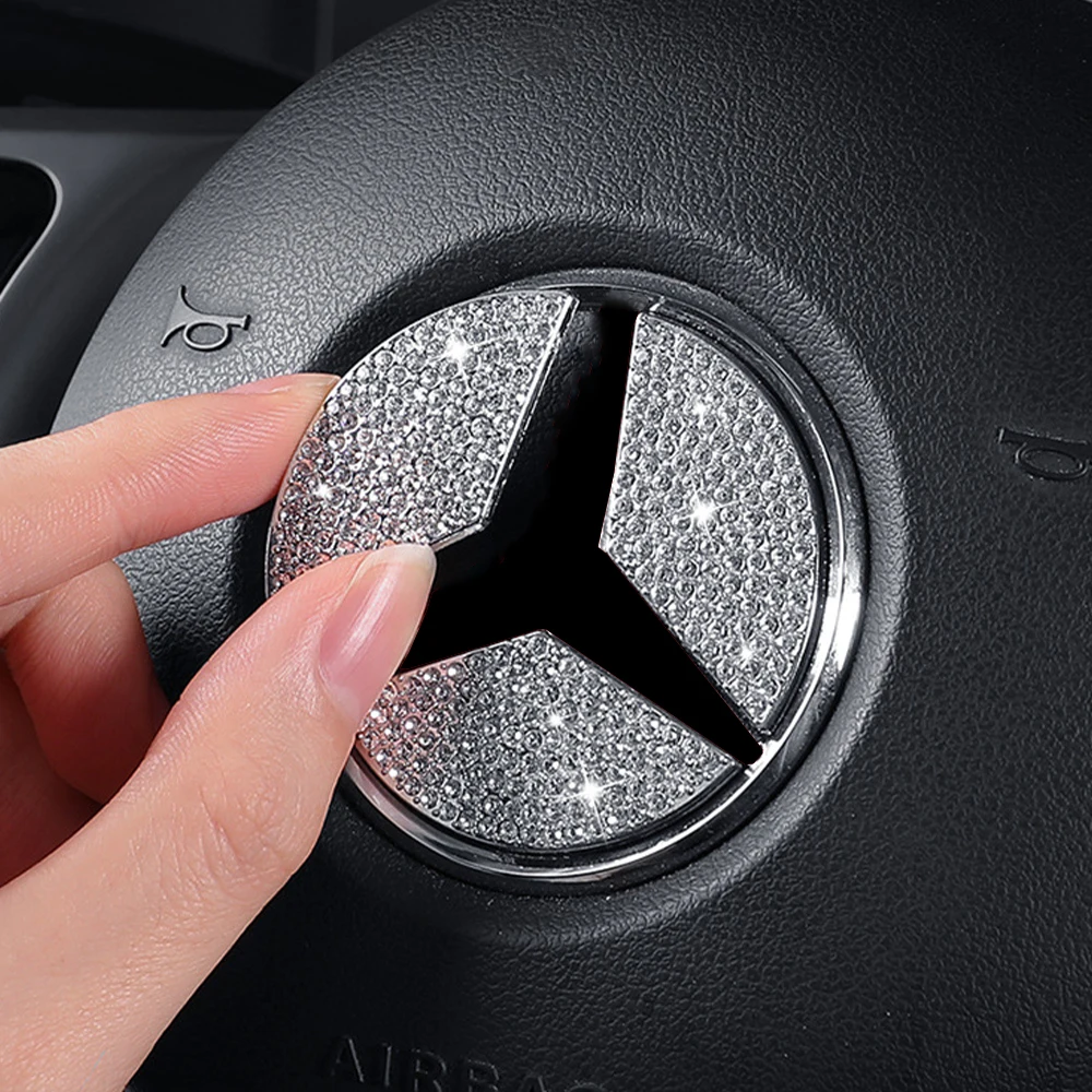 

Автомобильная эмблема рулевого колеса, Алмазная наклейка для Mercedes Benz W203 W204 W124 W164 W140 A B C E Class GLA CLA GLC GLK, аксессуары