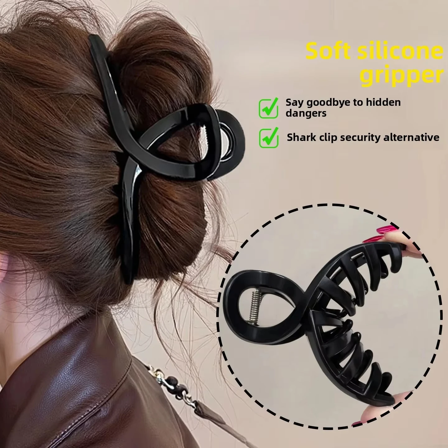 13 سنتيمتر حجم كبير آمنة لينة سيليكون مشبك شعر مقاطع المرأة عازمة غير التشوه القرش القبضات 2026 ترقية العصرية إكسسوارات الشعر #1