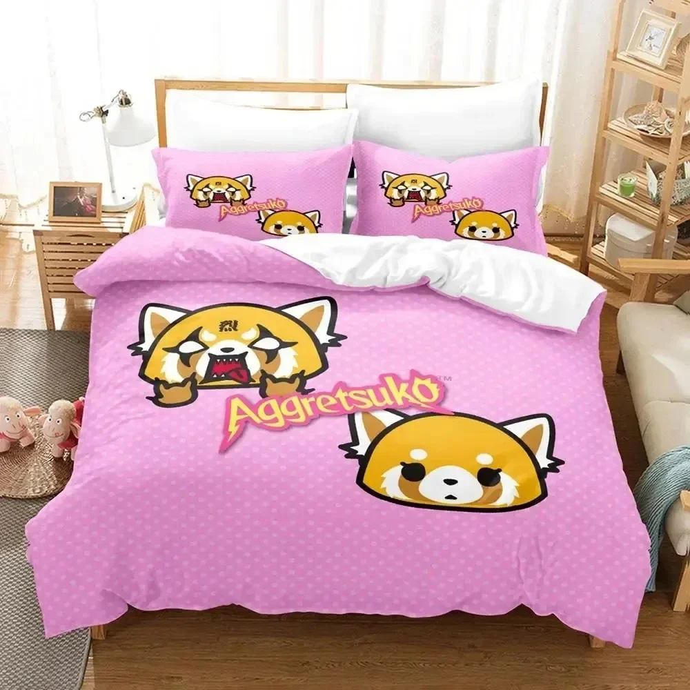 Anime Aggretsukos Bedding Set 3D Printed Suitable for Bedroom Duvet Cover Set With Pillowcases Kids Home Textile