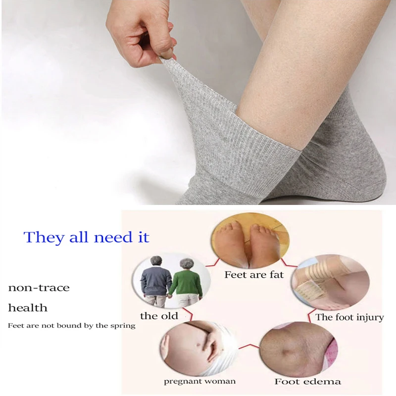 10PCS=5Pairs Loose Mouth Socks Diabetic Prevent Varicose Veins Cotton Comfortable Older Hypertensive Patients Fat Man Socks Gift