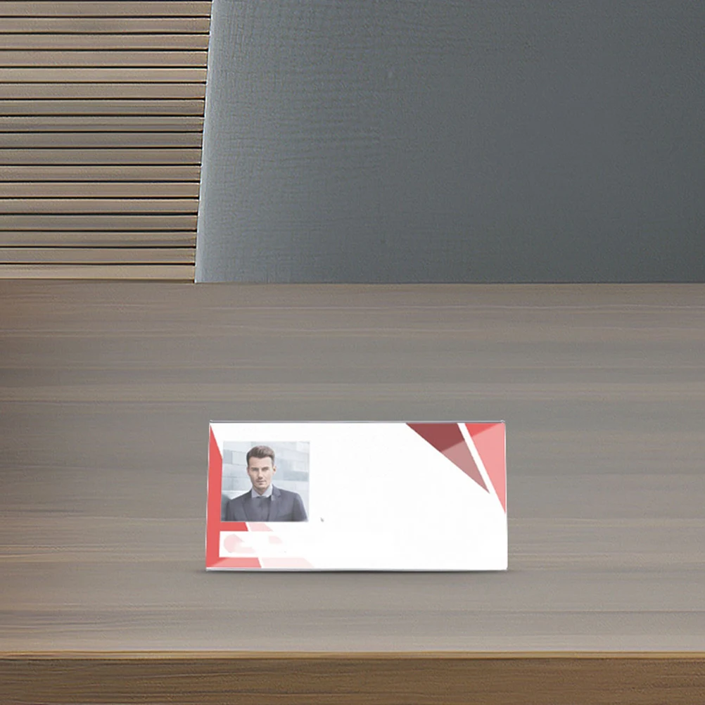 

10pcs Clear Acrylic Desk Name Plate 90X60Mm Double-Sided Reusable Table Sign Stand For Conference Meeting Office Business Card