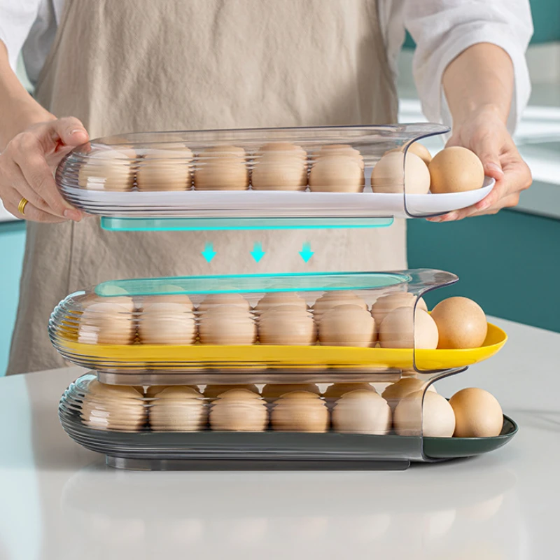 Large Capacity Egg Holder For Refrigerator-Fresh Storage Box Fridge, Egg Storage Container Organizer Bin,Clear Plastic Egg Tray