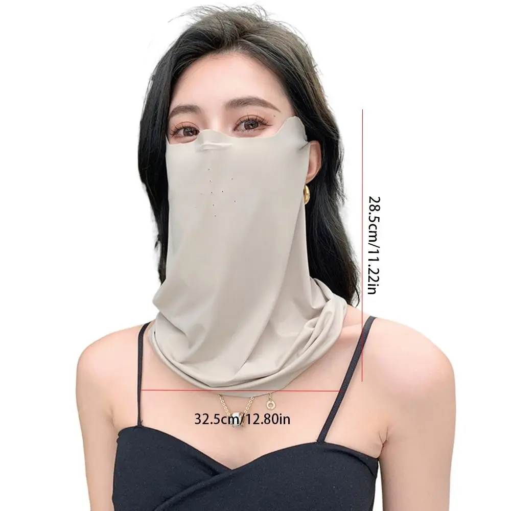 Solid Color Ice Silk Mask UV Protection Sun Proof Bib Face Cover Neck Wrap Cover Summer Face Scarves Sunscreen Face Scarf Sports