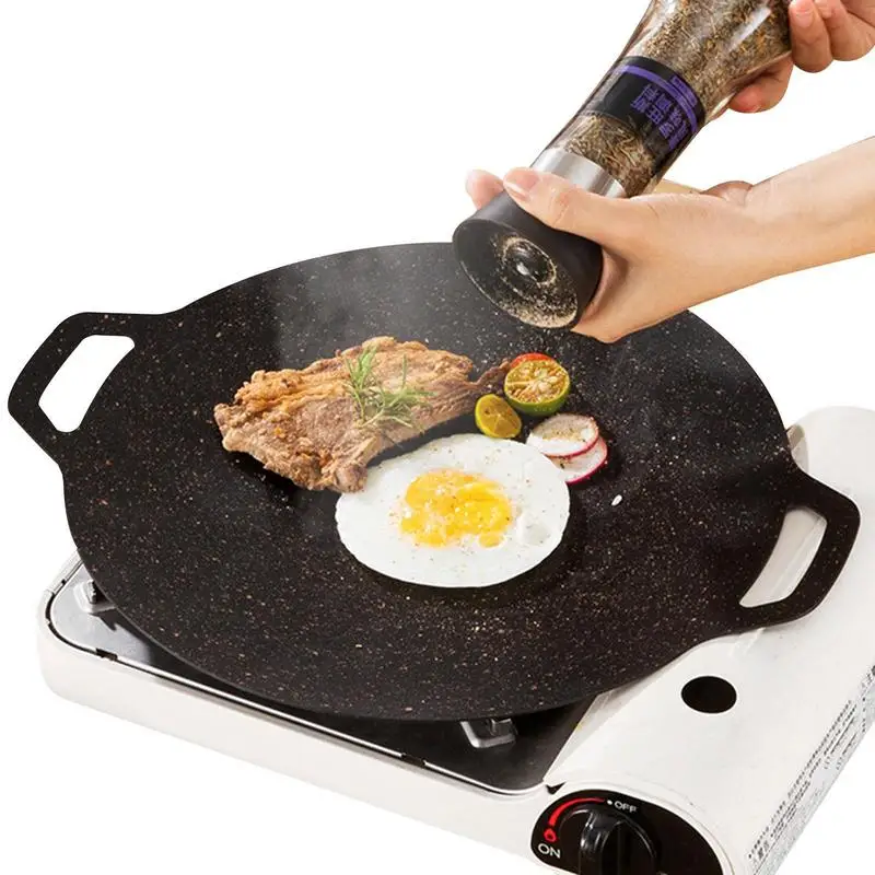 Camping Grill Pan Korean Barbecue Grill Plate Portable BBQ Meat Pot Plates Medical Stone Frying Plate Non-stick Bakeware Tray