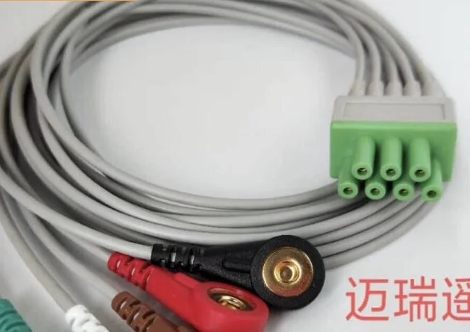 

5-leads ECG cable Compatible for mindray TEL-100 extension wire, Leadwire have clip / snap / alligator clip and AHA or IEC type.