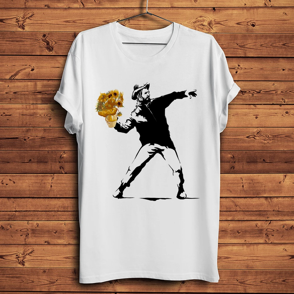 Banksy Balloon van Gogh Funny artistic T Shirt Homme Men Short Sleeve breathable TShirt Unisex Streetwear Tee no-sticker print